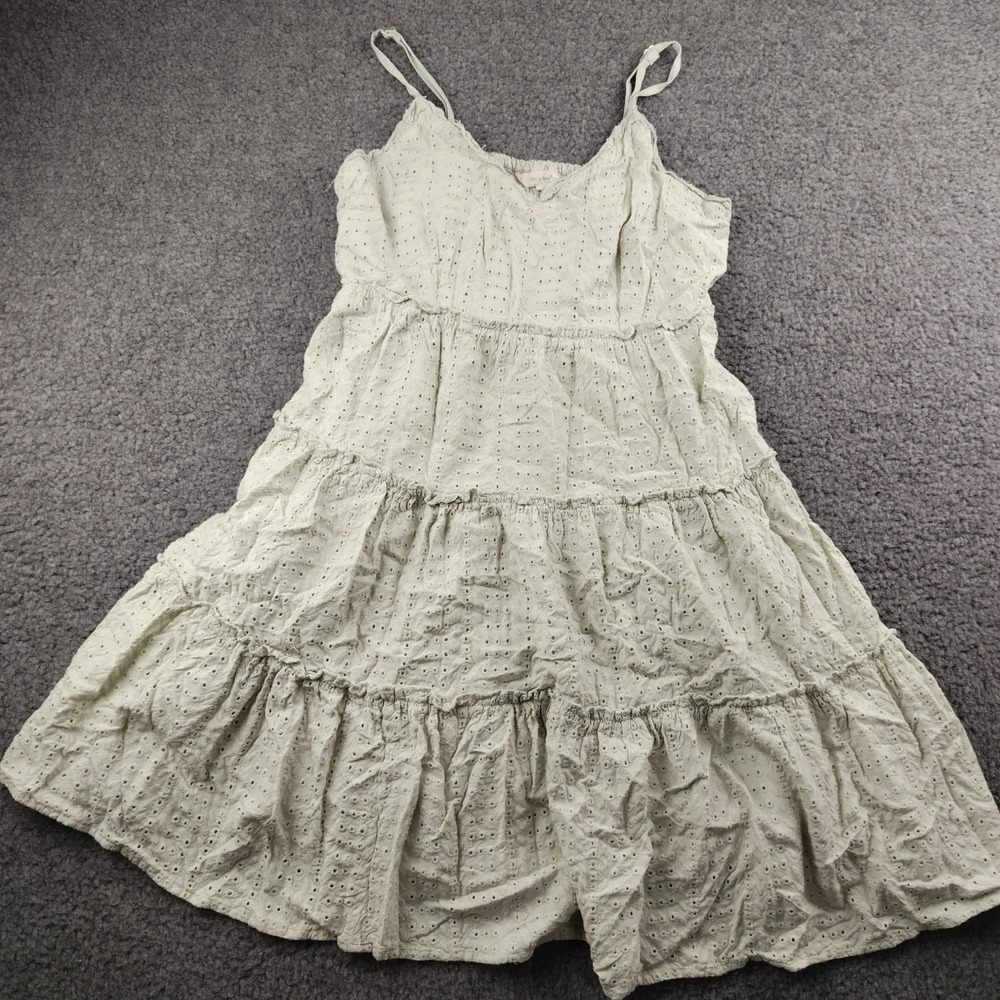 Sim & Sam Anthropologie Mini Dress Tiered Green Lined Strappy‎ Sz Small